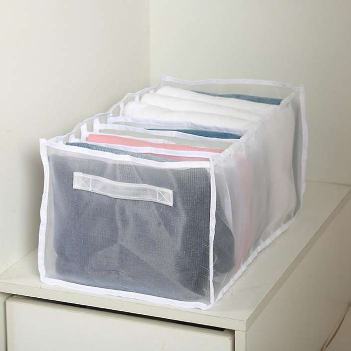 3 Pcs Jeans Compartment Storage Closet,stacking Pants Drawer(gray)
