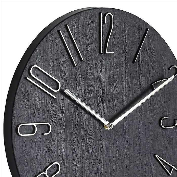 Simple Wall Clock 12inch Living Room Home Watch Fashion Bedroom-black