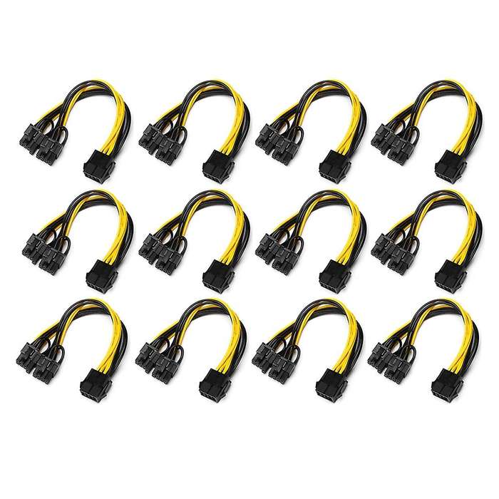 12-pack Pci-e 8pin to 2x 8 Pin (6+2)power Splitter Cable for Pcie Pci