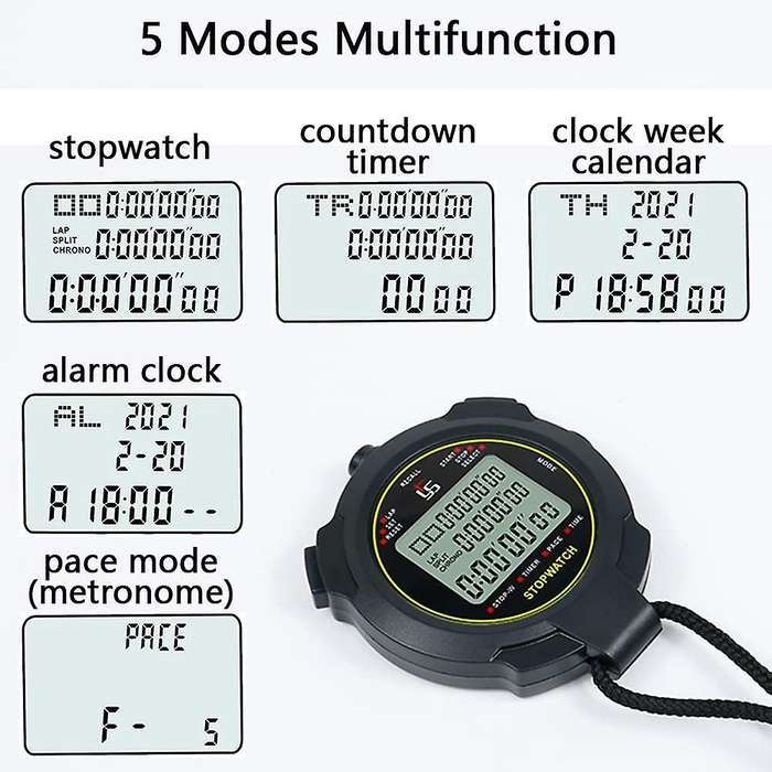 Digital Sports Stopwatch, 10lap /split Memory Stopwatch Count Down