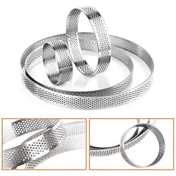 Round Perforated Tart Ring, Stainless Steel Set Of 4