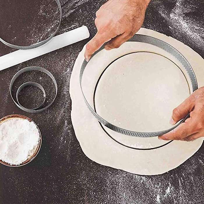 Round Perforated Tart Ring, Stainless Steel Set Of 4