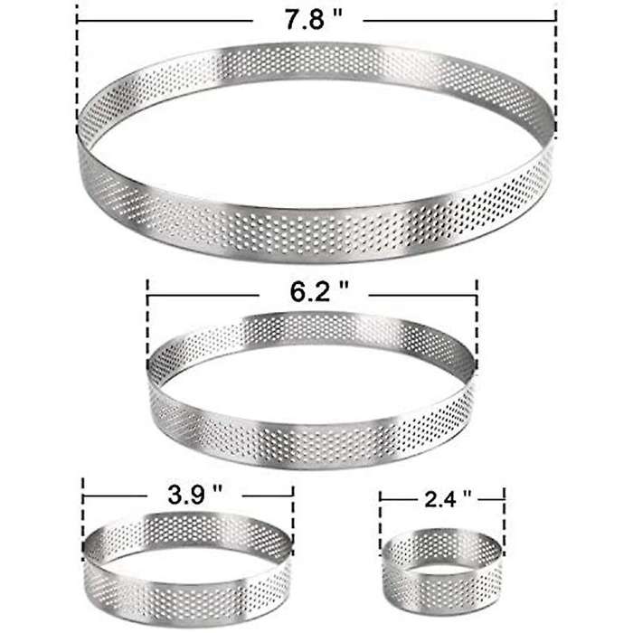Round Perforated Tart Ring, Stainless Steel Set Of 4