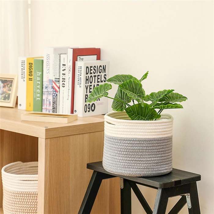 Cotton Rope Woven Storage Basket with Handles, for Kids Room, 1