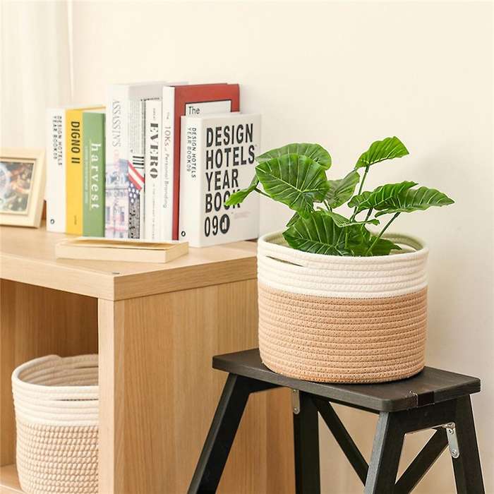 Cotton Rope Woven Storage Basket with Handles, for Kids Room, 1