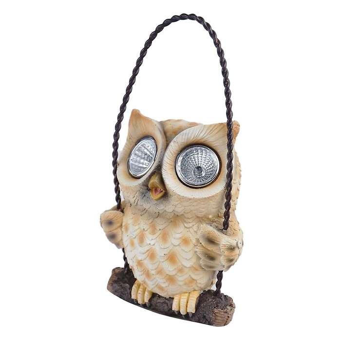 Outdoor Garden Waterproof Owl Shape Sculpture Light Led Lamps Brown