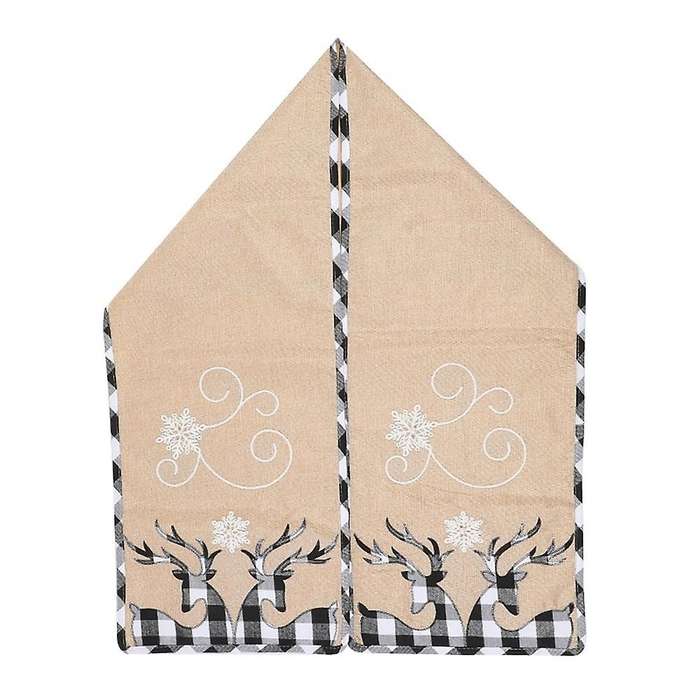 Christmas Table Runner with Elk Snowflake Pattern for Table, A