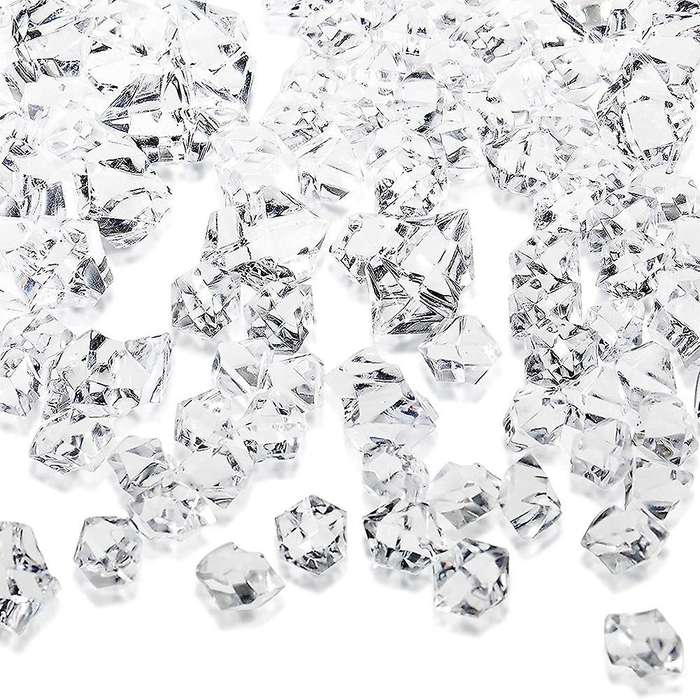 1.1lb/500g Fake Ice Square S Acrylic Stones Transparent 1 X 0.7 Inch