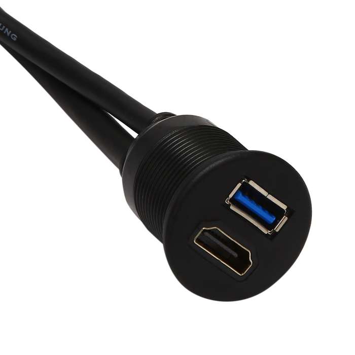 Usb 2.0 and Hdmi to Hdmi + Usb Waterproof Car Flush Mount Cable - 2m