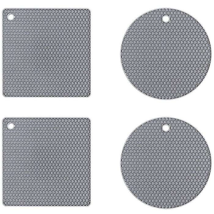 4 Pcs Extra Thick Silicone Trivet Mats: Trivets for Hot Dishes Gray