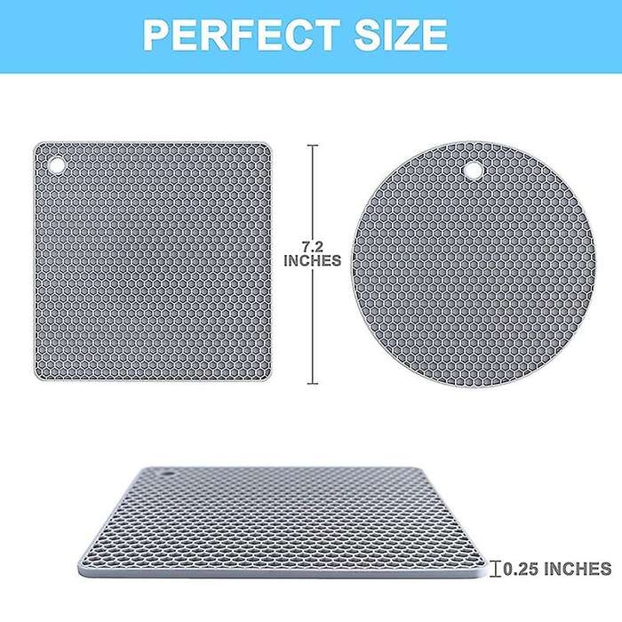 4 Pcs Extra Thick Silicone Trivet Mats: Trivets for Hot Dishes Gray