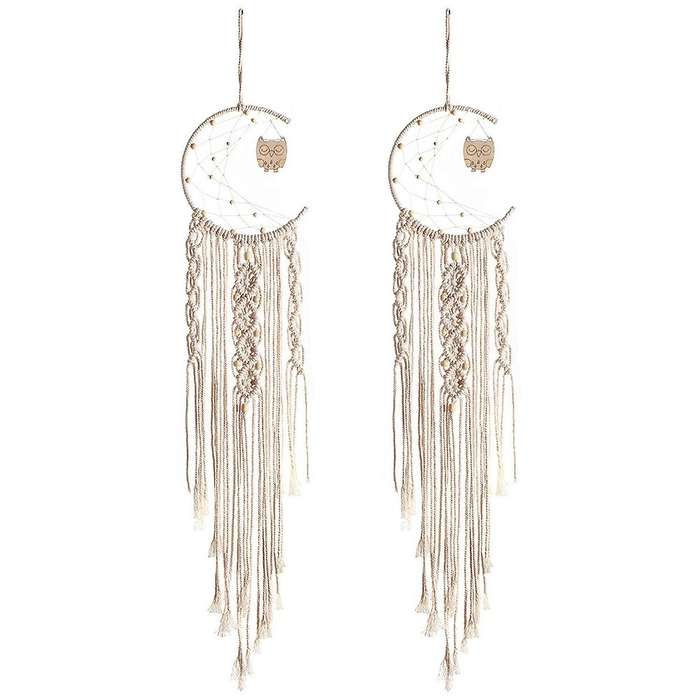 Handmade Dream Catcher with Owl Tapestry Elements, for Girls Bedroom