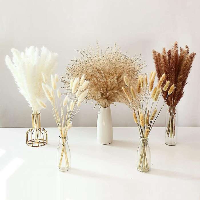 110pcs Dried Pampas Grass Decor , Fluffy Stem Bouquet(17.5 Inch)