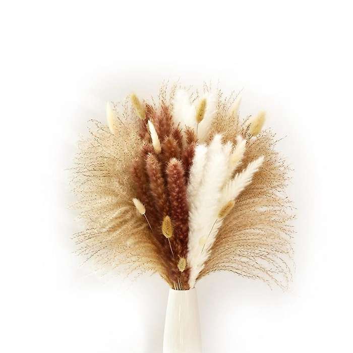 110pcs Dried Pampas Grass Decor , Fluffy Stem Bouquet(17.5 Inch)