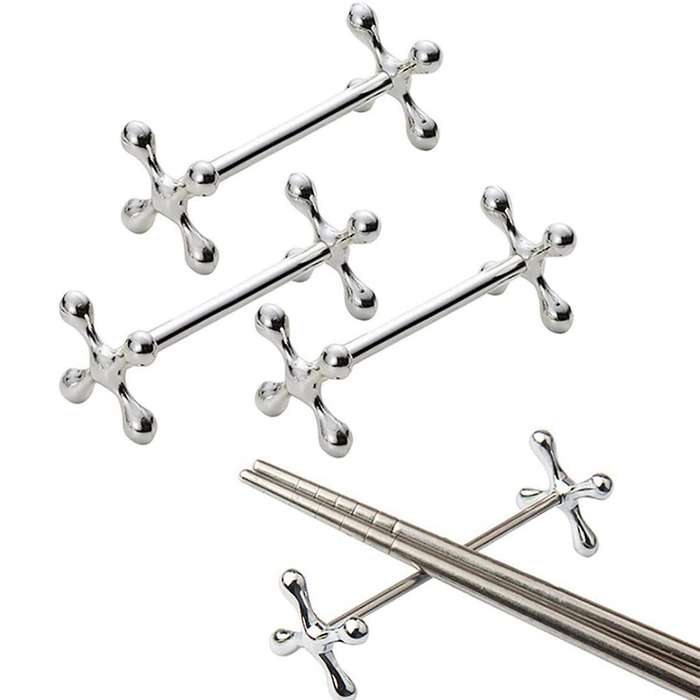 8 Pcs Zinc Alloy Chopsticks Stand Metal Craft Decoration (silver)