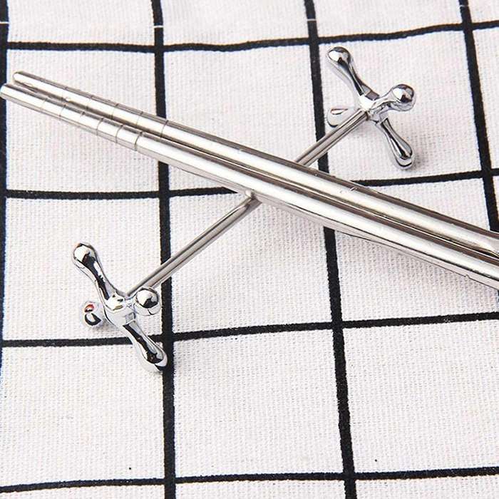 8 Pcs Zinc Alloy Chopsticks Stand Metal Craft Decoration (silver)