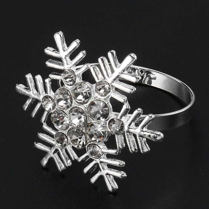 12 Pieces Rhinestone Snowflake Napkin Rings and Deer Napkin Rings