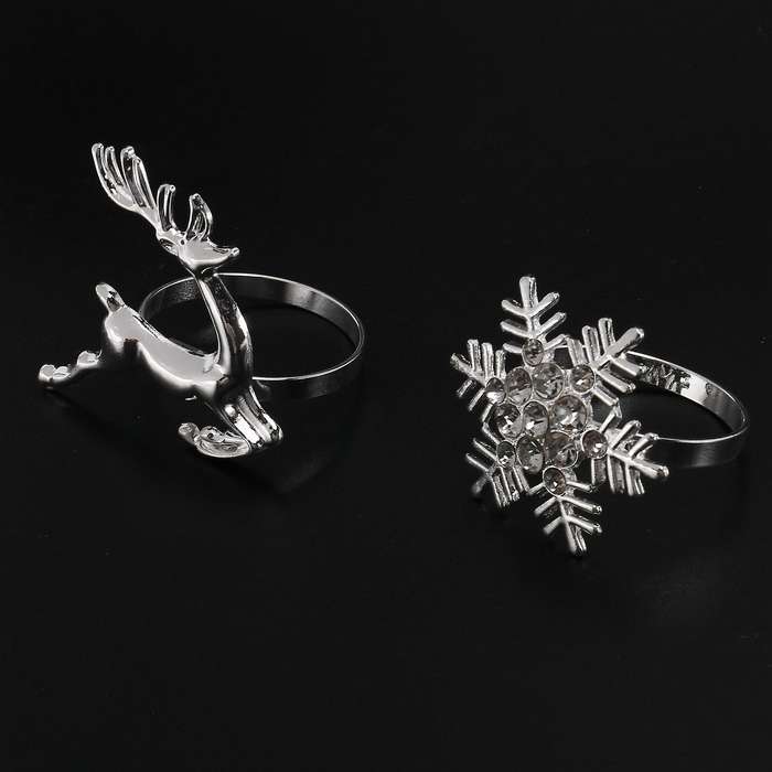 12 Pieces Rhinestone Snowflake Napkin Rings and Deer Napkin Rings