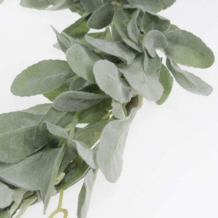 13.4 Inches Greenery Vine Flocked Lambs Ear Garland Faux Vine (large)