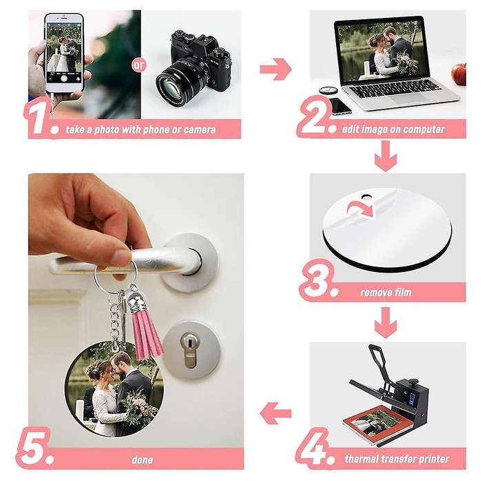 30 Sets Round Acrylic Keychain Round Discs Ornaments with Hole