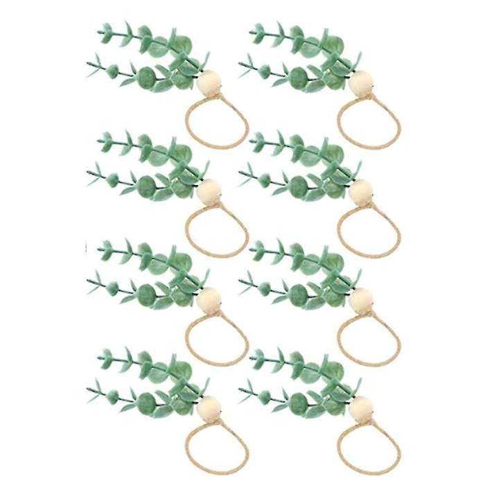 8 Pcs Eucalyptus Napkin Rings Rustic Wooden Beads Napkin Rings