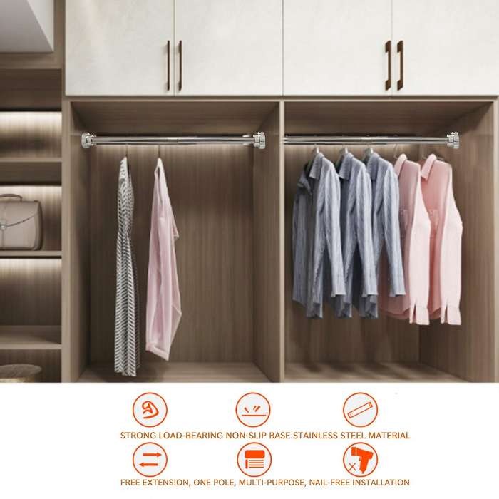 Extendable Clothes Drying Stainless Steel Rod for Bathroom 40-55cm