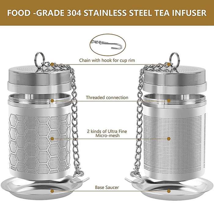 2pcs Tea Filter Tea Infuser for Loose Tea, Fine Mesh with Chain Hook