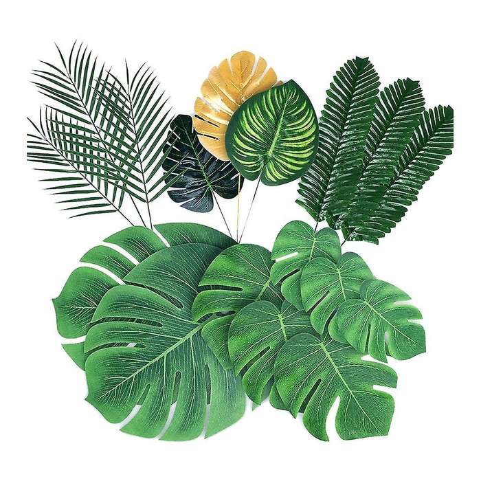 78 Pieces 8 Kinds Artificial Palm Leaves with Stems