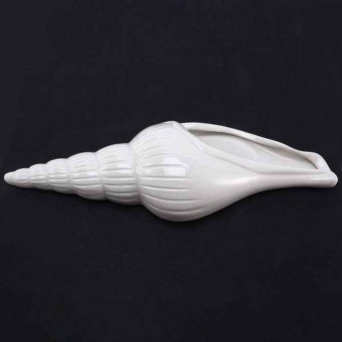 White Ceramic Sea Shell Conch Flower Vase Wall Hanging Style 3