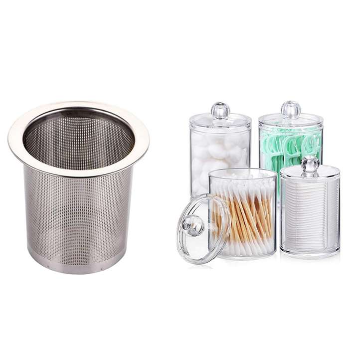Qtip Holder Dispenser for Cotton Ball, Jar with Lids for Bathroom