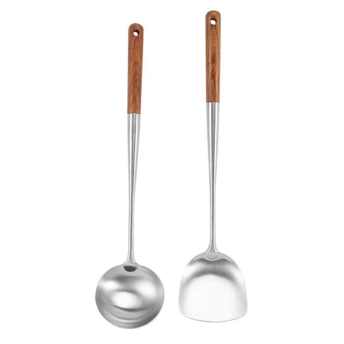 Stainless Steel Spatula Rosewood Lengthened Thickened Anti-scald
