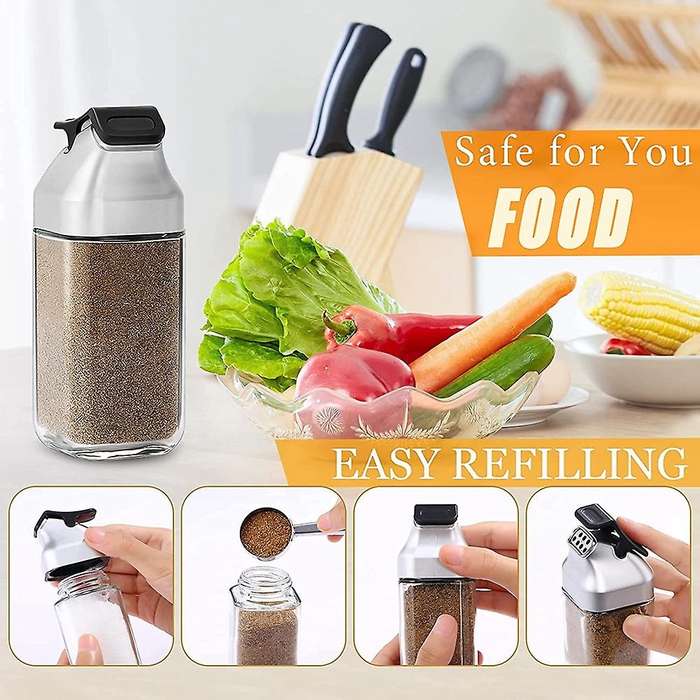 Salt and Pepper Shakers Set, Spice Dispenser with Sealed Lid