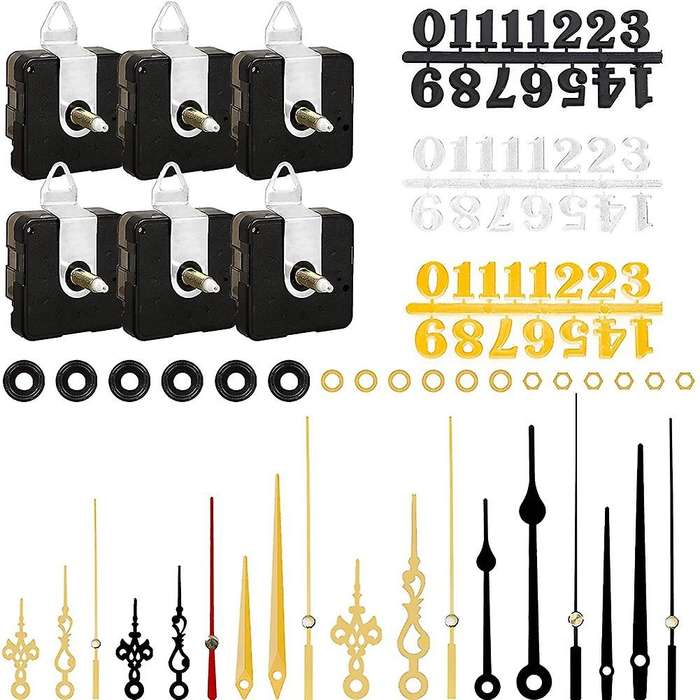 6pcs Quartz Clock Movement Mechanism Replacement Clock Numerals