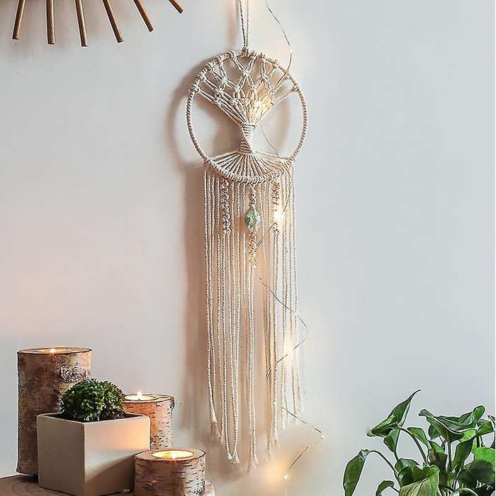 Macrame Wall Hanging Boho Dreamcatcher for Bedroom Nursery Decor