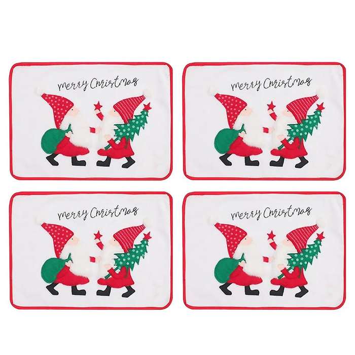 Christmas Table Mat Set Of 4, with Santa Claus Printed, Table Mat