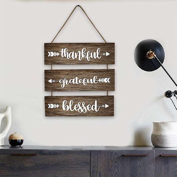 Thankful Wall Decor Rustic Wooden Signs Hanging, for Home Decoration