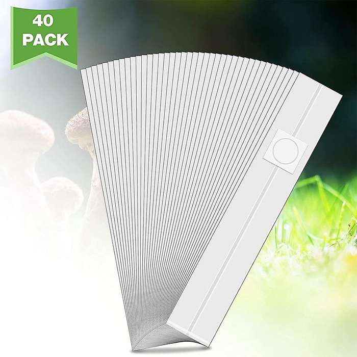 40pieces Mushroom Growing Bags with Breathable Filter 6mil Large Bags