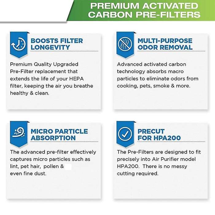 12pcs for Hpa200 Carbon Activated Filters Compatible with Hw Models