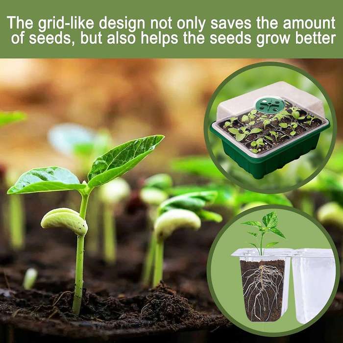 Seed Starter Tray,12-cell Seed Propagator Tray, Plastic Seeding Tools