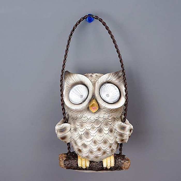 Outdoor Garden Waterproof Owl Shape Sculpture Light Led Lamps Gray