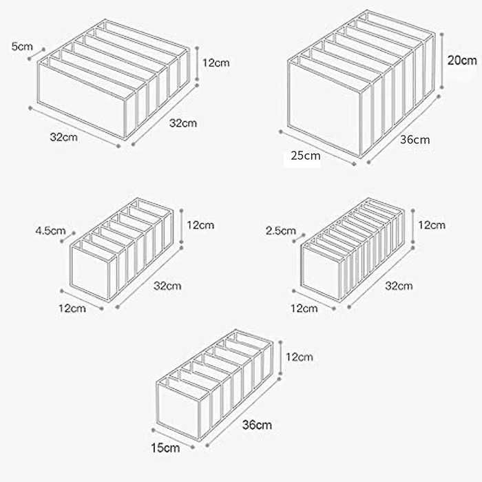 5 Pcs Wardrobe Clothes Organizer Portable Storage Baskets,folding