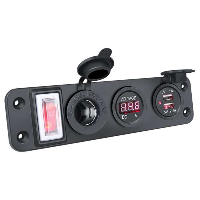 4 In 1 New Digital Voltmeter+12v Power Socket Adapter Red