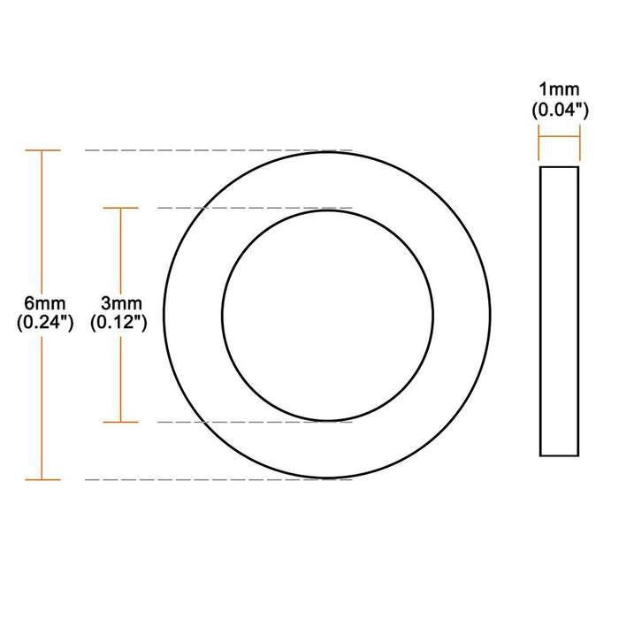5000pcs Nylon Flat Washer M3 6mm Od 3mm Id 1mm, for Faucet Pipes