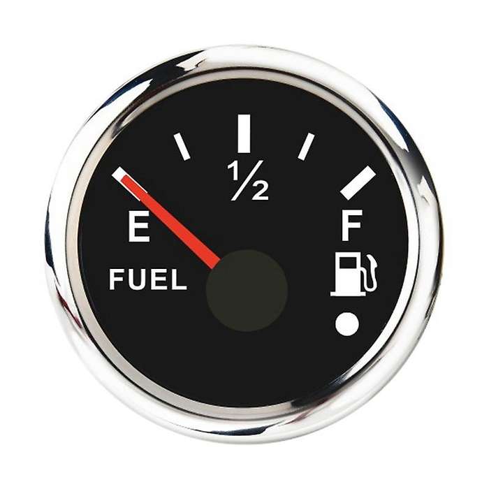 52mm Fuel Level Gauge 0-190ohm Switchable 240-33ohm with Alarm Black