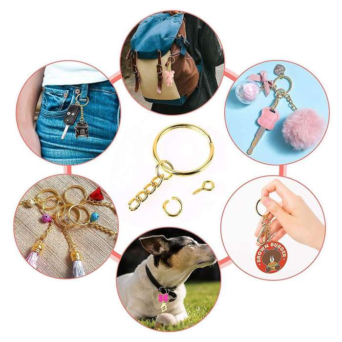 200 Pieces Metal Split Key Rings with Chain and Open Jump Rings