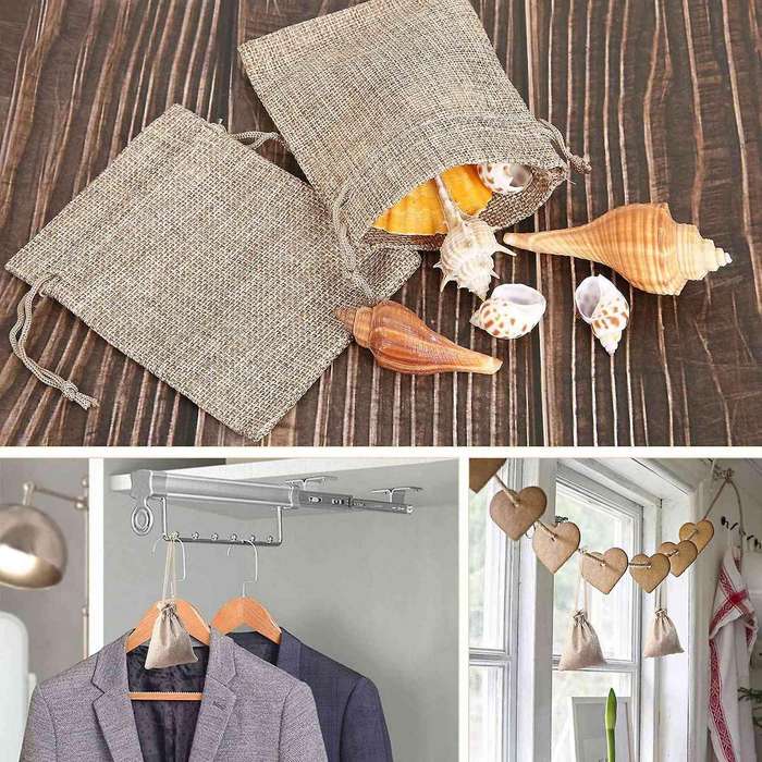 50pcs Jute Drawstring Bag Jute Sachets Gift Bags with Drawstring