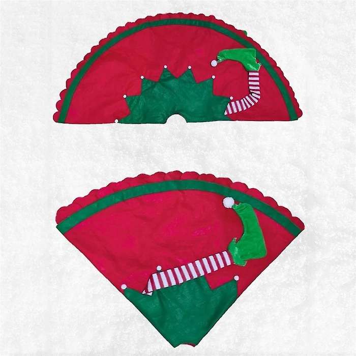 Elf Leg Christmas Tree Skirt Non-woven Red and Green Large Mat