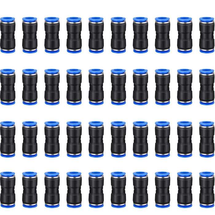 100pcs Pu 2-way Straight Connector Air Line Fittings for 6mm Tube