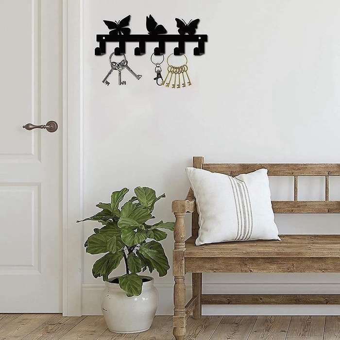 Key Rack Holder,wall Mounted Key Holder 6 Hook for Coat Clothes