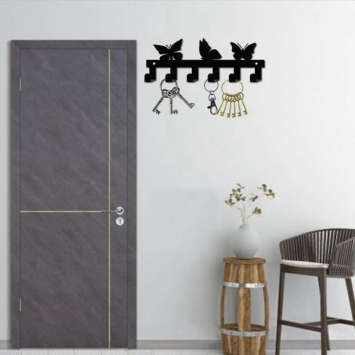 Key Rack Holder,wall Mounted Key Holder 6 Hook for Coat Clothes
